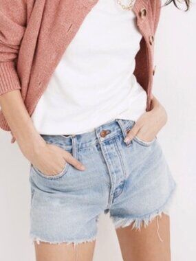 Madewell Relaxed Denim Shorts in Cedarcroft Wash Rigid Cotton Size 28